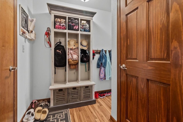 606 E Sheila Ave, Elkhorn, WI 53121 - mudroom featuring wood finished floors and baseboards