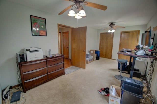 N4374 Esther Dr, Onalaska, WI 54650 - bedroom with carpet floors, two closets, and ceiling fan