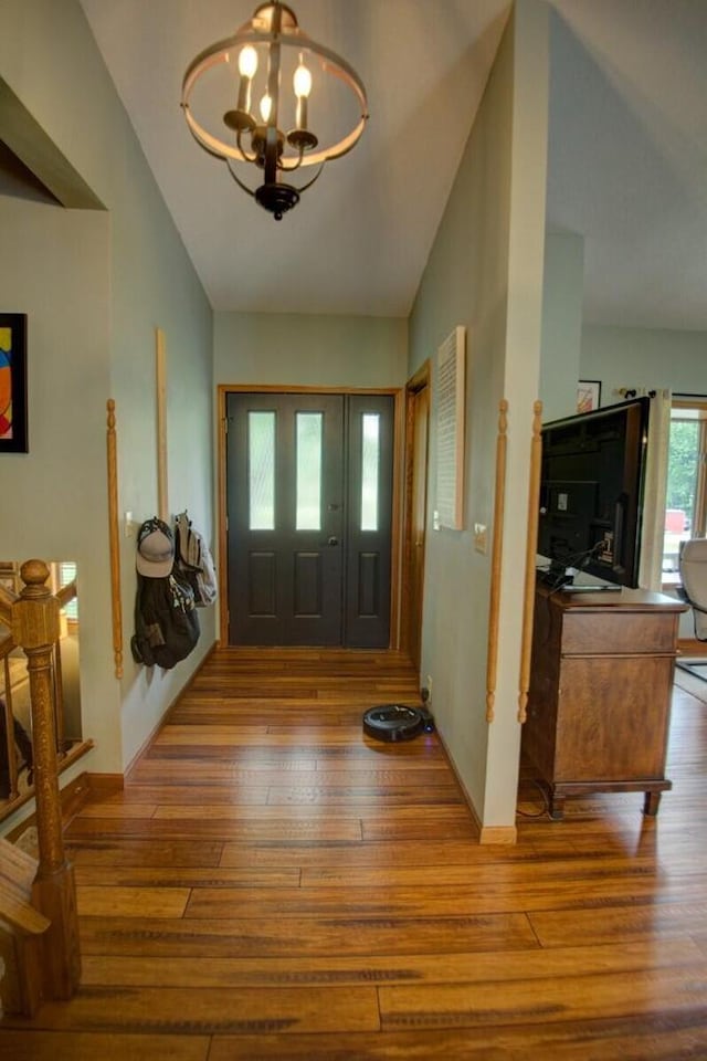N4374 Esther Dr, Onalaska, WI 54650 - entryway featuring hardwood / wood-style floors and a chandelier