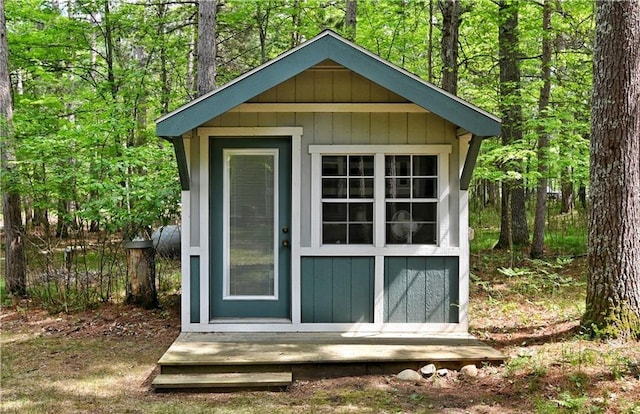 55530 George Lake Rd, Barnes, WI 54873 - view of outbuilding featuring a forest view