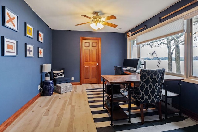 900 Hawks Holw, Delafield, WI 53018 - office area with wood finished floors and a ceiling fan