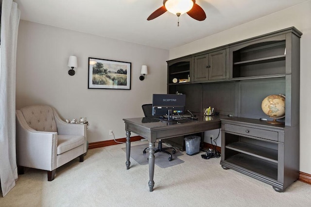 900 Hawks Holw, Delafield, WI 53018 - home office featuring light colored carpet and ceiling fan