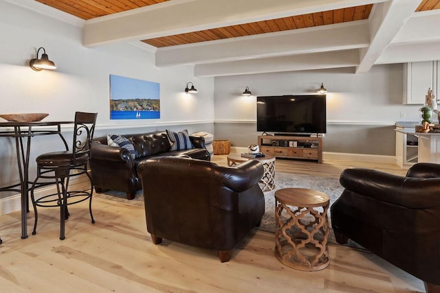 900 Hawks Holw, Delafield, WI 53018 - living area with light wood-type flooring and a wooden ceiling with exposed beams