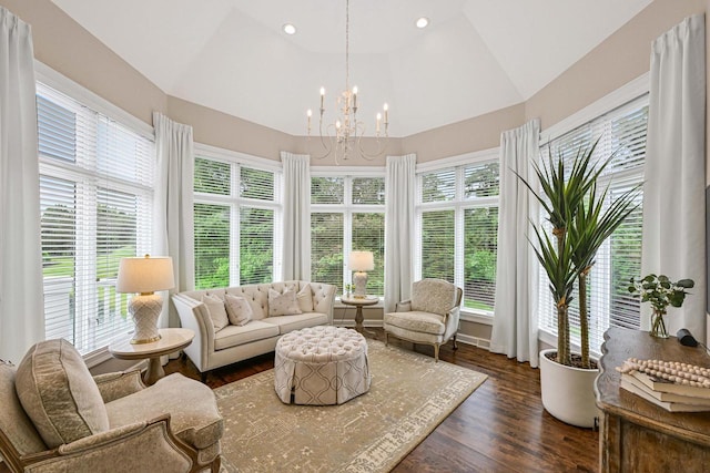 17185 Lake Rd Unit C, Brookfield, WI 53005 - sunroom / solarium featuring lofted ceiling, healthy amount of natural light, and a chandelier