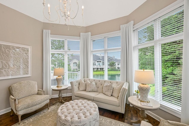 17185 Lake Rd Unit C, Brookfield, WI 53005 - living area featuring a chandelier and wood finished floors