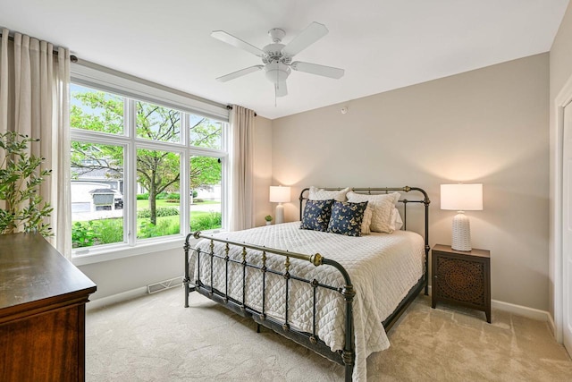 17185 Lake Rd Unit C, Brookfield, WI 53005 - carpeted bedroom featuring baseboards and ceiling fan