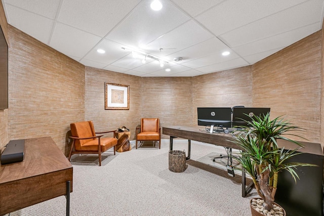 17185 Lake Rd Unit C, Brookfield, WI 53005 - office space featuring a paneled ceiling, carpet floors, recessed lighting, and track lighting