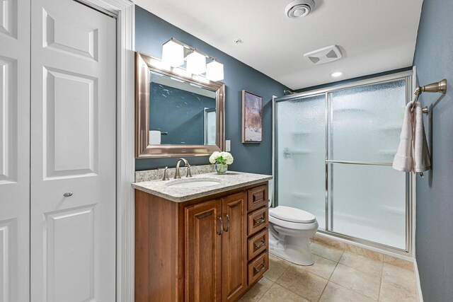 17185 Lake Rd Unit C, Brookfield, WI 53005 - bathroom with a shower stall, vanity, and tile patterned flooring