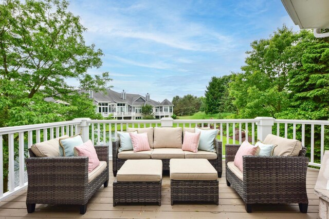 17185 Lake Rd Unit C, Brookfield, WI 53005 - wooden terrace featuring an outdoor hangout area