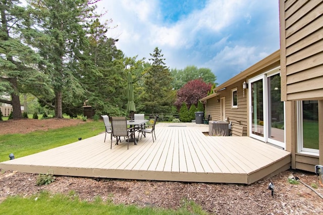 5947 Pilgrim Way, Mount Pleasant, WI 53406 - wooden deck featuring outdoor dining area
