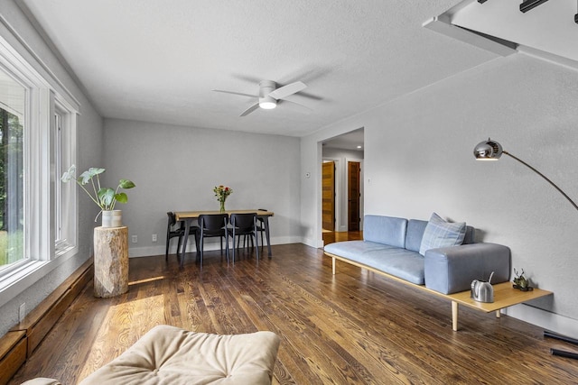 175 Old Wausau Rd, Stevens Point, WI 54481 - living room with healthy amount of natural light, a ceiling fan, and wood finished floors