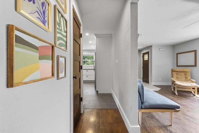 175 Old Wausau Rd, Stevens Point, WI 54481 - hall featuring wood finished floors, recessed lighting, and a textured wall