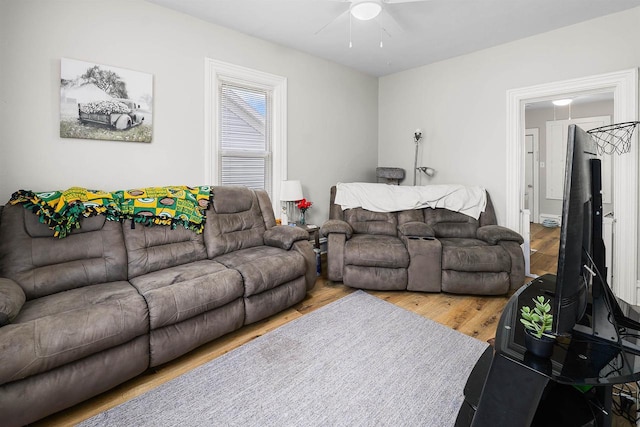 274 E 1st St, Fond Du Lac, WI 54935 - living room with a ceiling fan and wood finished floors