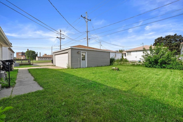 1708 Shoop St, Racine, WI 53404 - view of grassy yard featuring a detached garage and an outbuilding