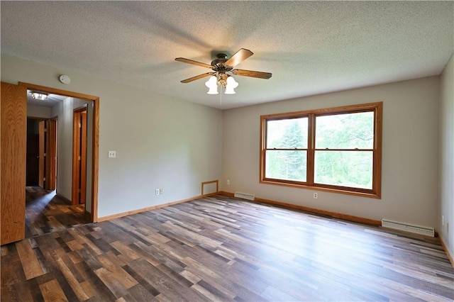 5342 W County Highway F, Trego, WI 54888 - unfurnished room featuring wood finished floors, a ceiling fan, a textured ceiling, and a smoke detector