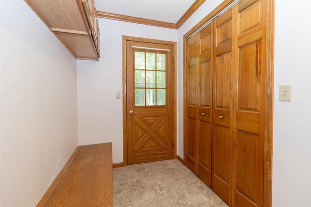 N2559 Pleasant View Ln, Waupaca, WI 54981 - doorway featuring crown molding and baseboards