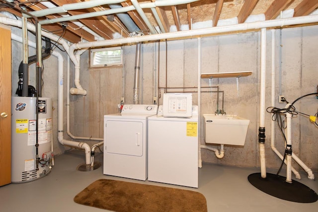 N2559 Pleasant View Ln, Waupaca, WI 54981 - below grade area featuring gas water heater and separate washer and dryer