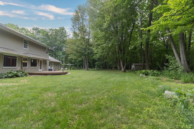 N2559 Pleasant View Ln, Waupaca, WI 54981 - view of grassy yard featuring a deck