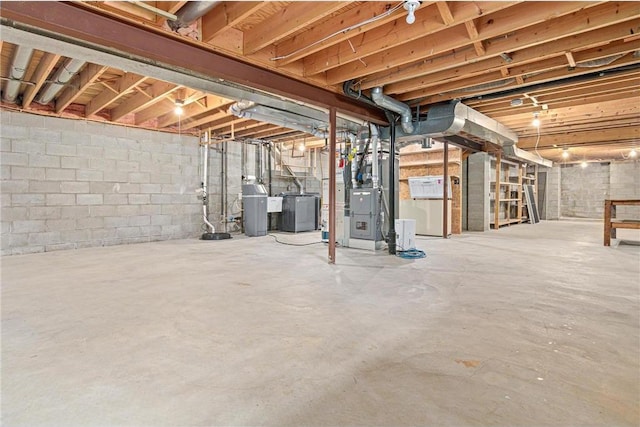 3203 Canterbury Cir, Saint Paul, MN 55125 - unfinished basement with washer / clothes dryer, a water softener, heating unit, and water heater