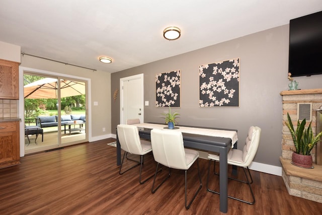 N68W15240 Prudence Dr, Menomonee Falls, WI 53051 - dining space with baseboards and dark wood-type flooring