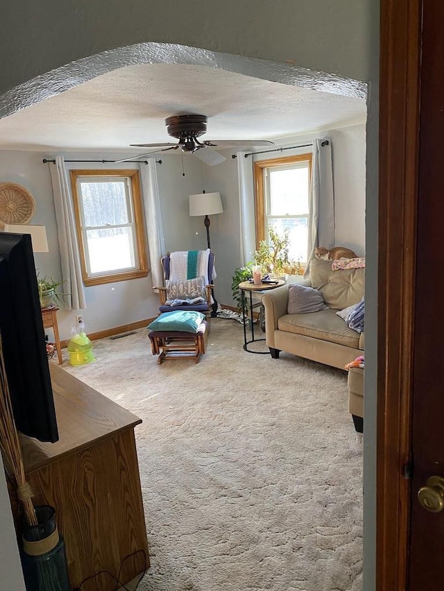 3151 Reddin Rd, Wisconsin Rapids, WI 54495 - sitting room featuring a textured ceiling, carpet flooring, and a ceiling fan