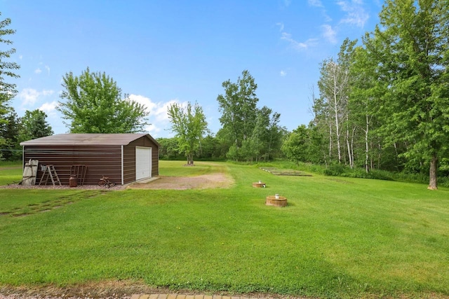 7454 State Highway 186, Arpin, WI 54410 - view of green lawn with a detached garage and an outbuilding