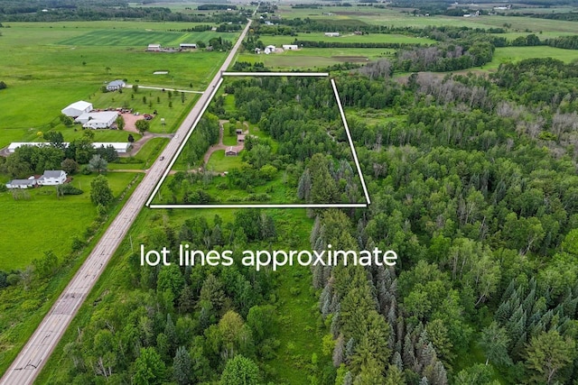 7454 State Highway 186, Arpin, WI 54410 - overview of rural landscape featuring property boundaries highlighted