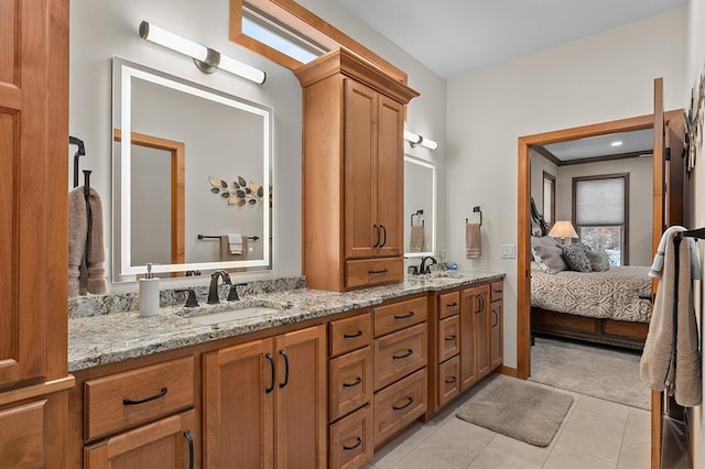 4140 N Prairie Rose Ln, Appleton, WI 54913 - bathroom featuring double vanity, tile patterned floors, and ensuite bath
