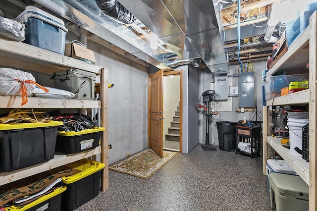 4140 N Prairie Rose Ln, Appleton, WI 54913 - unfinished below grade area featuring electric panel and stairway
