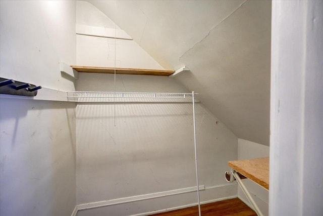 31 Elm St, Fort Atkinson, WI 53538 - walk in closet with vaulted ceiling and wood finished floors