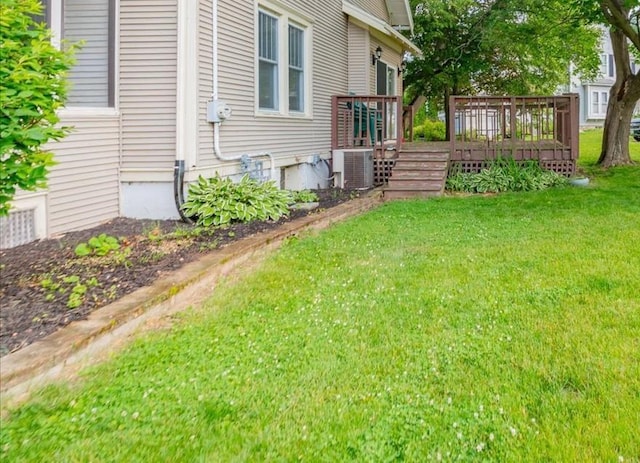 31 Elm St, Fort Atkinson, WI 53538 - view of grassy yard with a wooden deck