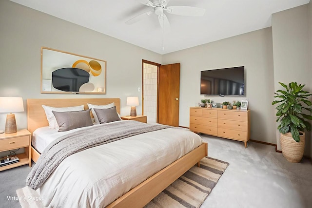 W166N9162 Grand Ave Unit 2, Menomonee Falls, WI 53051 - bedroom with light carpet and a ceiling fan