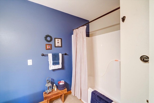 14 Wood Brook Way, Fitchburg, WI 53711 - full bath with tile patterned floors and shower / bath combo with shower curtain