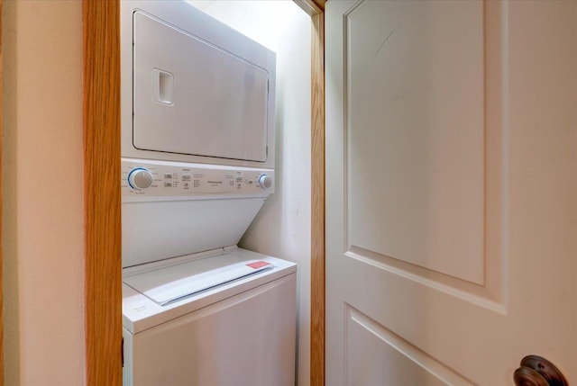 14 Wood Brook Way, Fitchburg, WI 53711 - washroom featuring stacked washer and clothes dryer