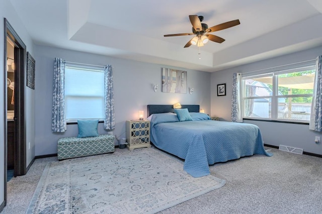 8810 Hinner Springs Dr, Weston, WI 54476 - bedroom with a raised ceiling, carpet floors, and a ceiling fan