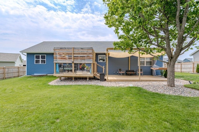 8810 Hinner Springs Dr, Weston, WI 54476 - rear view of property with a wooden deck, a patio area, and a pergola