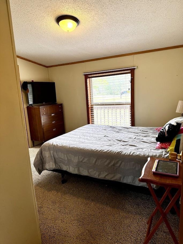 691 Valley Trl, Nekoosa, WI 54457 - carpeted bedroom featuring crown molding and a textured ceiling