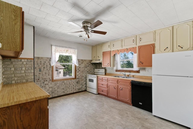226 Winnebago Ave, Portage, WI 53901 - kitchen featuring white appliances, healthy amount of natural light, ceiling fan, and light countertops
