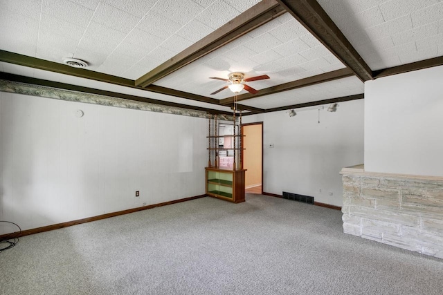 226 Winnebago Ave, Portage, WI 53901 - carpeted spare room with beam ceiling and a ceiling fan