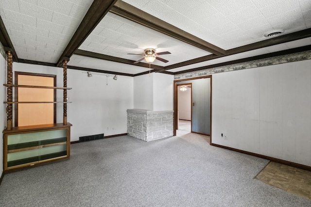 226 Winnebago Ave, Portage, WI 53901 - carpeted spare room featuring ceiling fan and beam ceiling