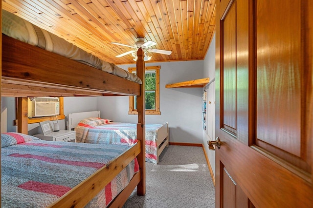 N11134 Nelson Rd, Athelstane, WI 54104 - bedroom with carpet flooring, cooling unit, and wooden ceiling