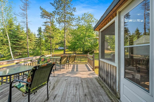 N11134 Nelson Rd, Athelstane, WI 54104 - deck with outdoor dining space