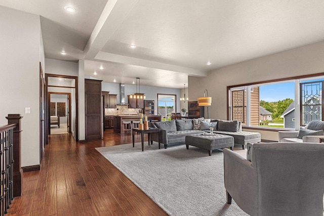 6600 N Kurey Dr, Appleton, WI 54913 - living room with dark wood-type flooring and recessed lighting