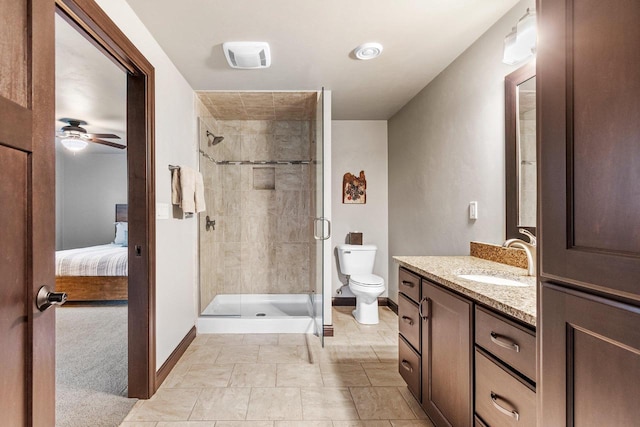 6600 N Kurey Dr, Appleton, WI 54913 - ensuite bathroom with vanity, a stall shower, and a ceiling fan