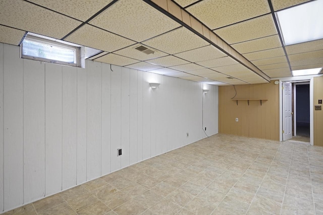8074 48th Ave, Kenosha, WI 53142 - basement with a drop ceiling and wood walls