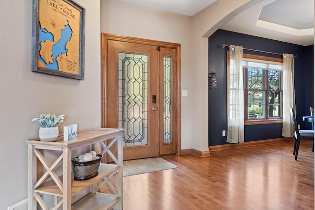 6507 Willow Ct, Waterford, WI 53185 - entryway with arched walkways and wood finished floors