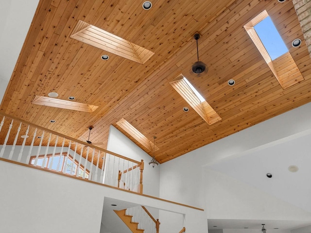 4228 County Hwy W, Valders, WI 54245 - detailed view of a skylight, wooden ceiling, and recessed lighting