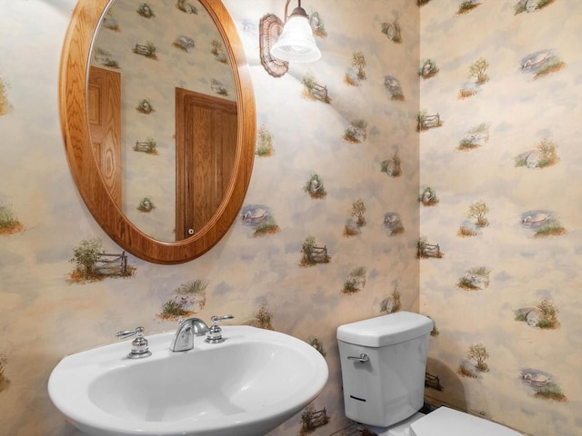 4228 County Hwy W, Valders, WI 54245 - half bath with a sink and wallpapered walls