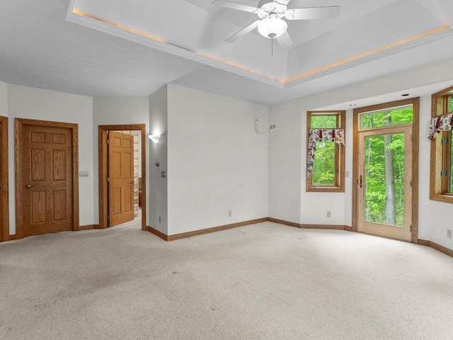 4228 County Hwy W, Valders, WI 54245 - carpeted spare room with ceiling fan and a raised ceiling