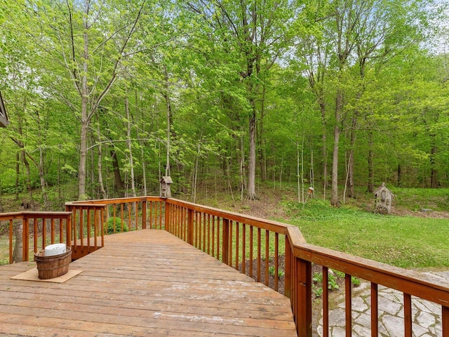 4228 County Hwy W, Valders, WI 54245 - wooden deck featuring a forest view